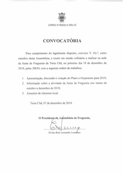 Convocatória de Dezembro Convocatória de Dezembro