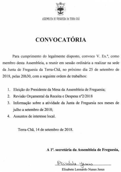 Convocatória de Setembro Convocatória de Setembro